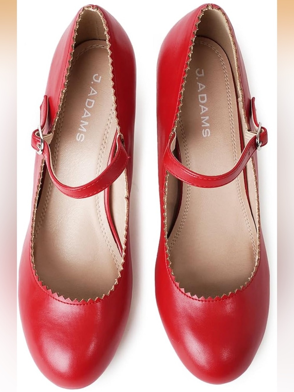 Kitten Heels, Vintage Retro Scallop Round Toe Shoe With An Adjustable Strap 1645 - Picture 4 of 8